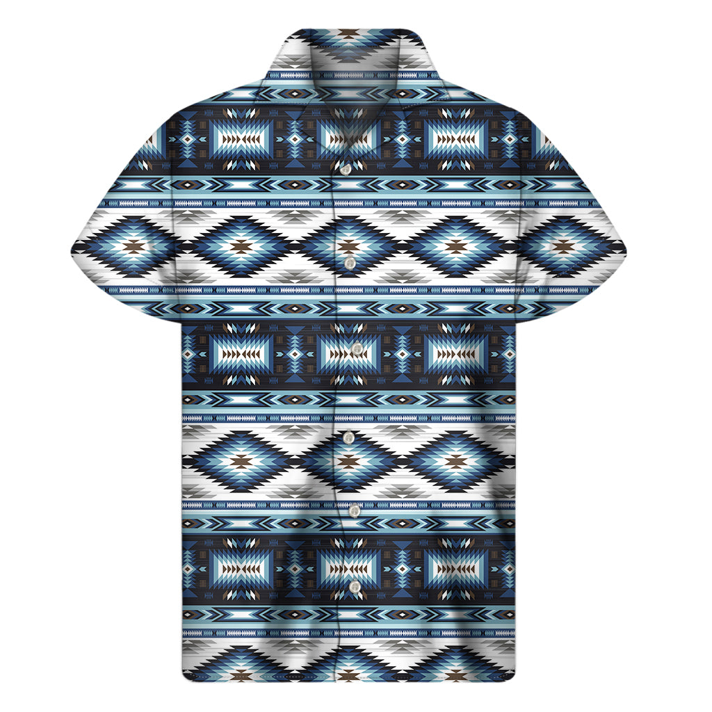 Blue Native Pendleton Navajo Print Men's Short Sleeve Shirt