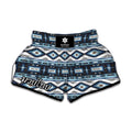 Blue Native Navajo Print Muay Thai Boxing Shorts