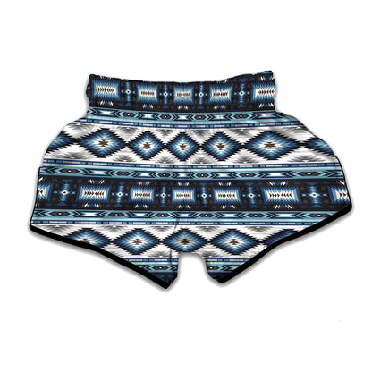 Blue Native Pendleton Navajo Print Muay Thai Boxing Shorts