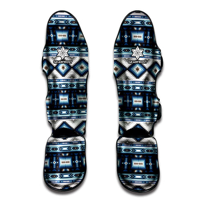 Blue Native Pendleton Navajo Print Muay Thai Shin Guard