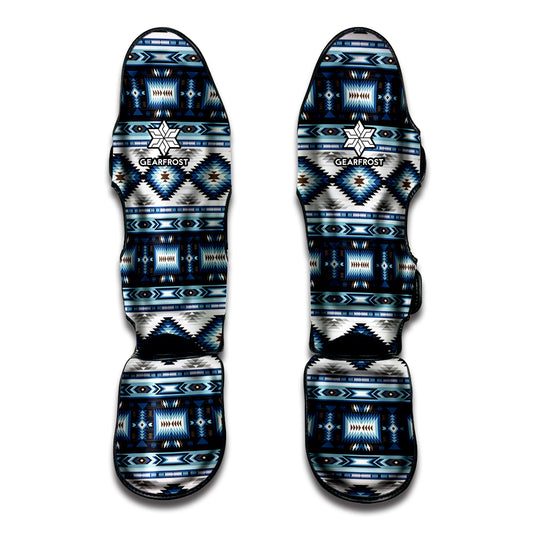 Blue Native Pendleton Navajo Print Muay Thai Shin Guard