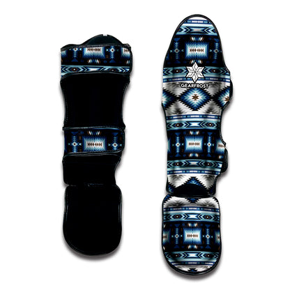 Blue Native Pendleton Navajo Print Muay Thai Shin Guard