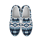 Blue Native Pendleton Navajo Print White Slip On Shoes