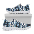 Blue Native Navajo Print White Running Shoes
