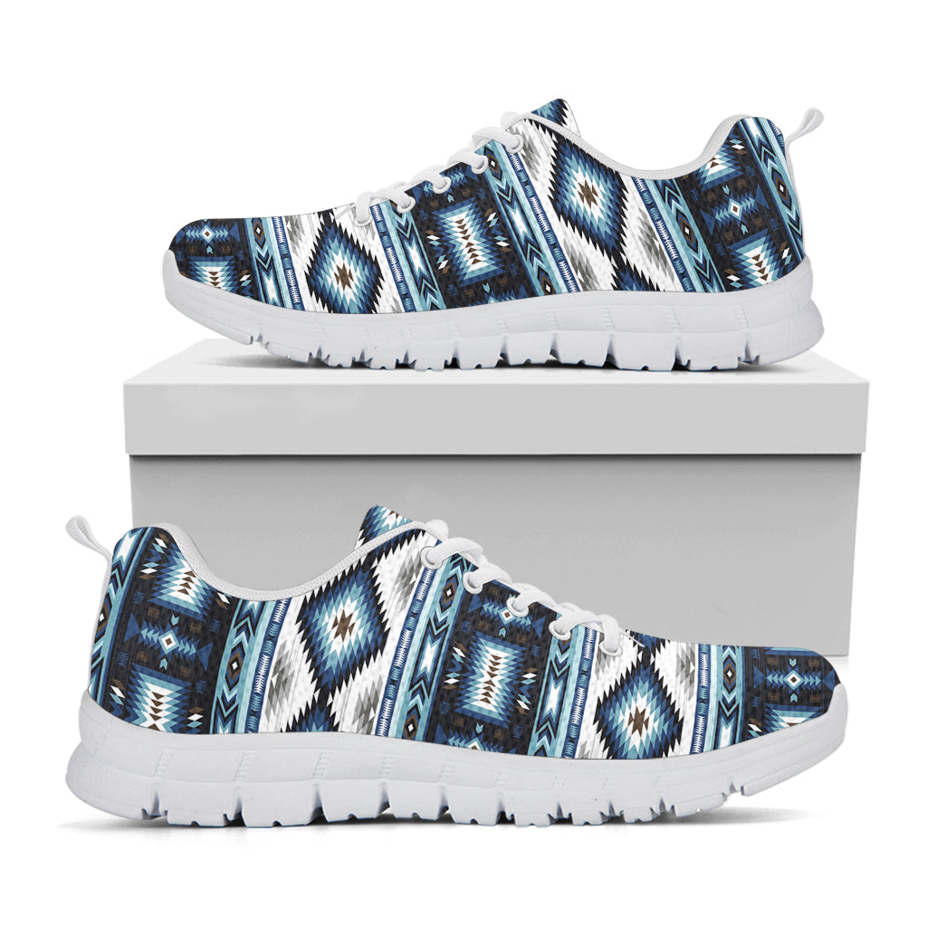 Blue Native Pendleton Navajo Print White Sneakers