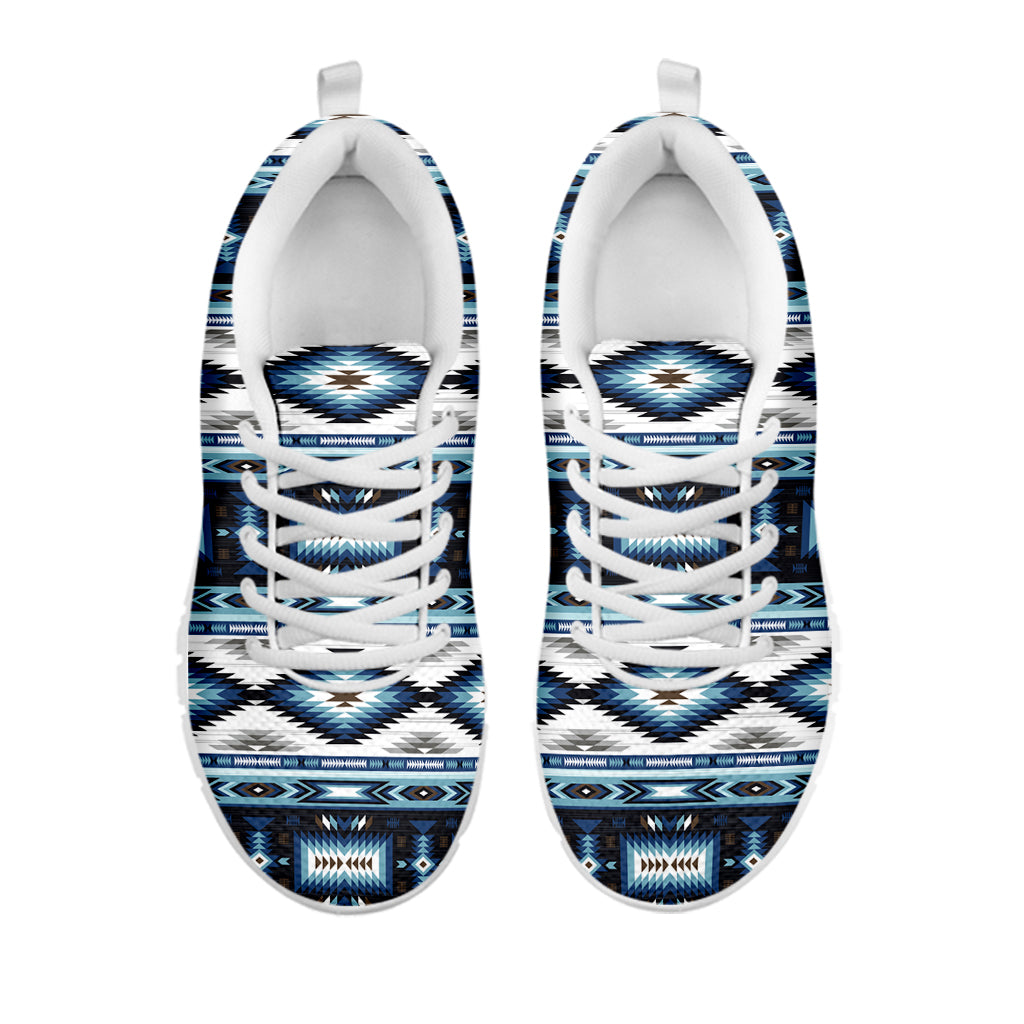 Blue Native Pendleton Navajo Print White Sneakers