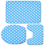 Blue Neon Mermaid Scales Pattern Print 3 Piece Bath Mat Set