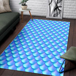 Blue Neon Mermaid Scales Pattern Print Area Rug GearFrost