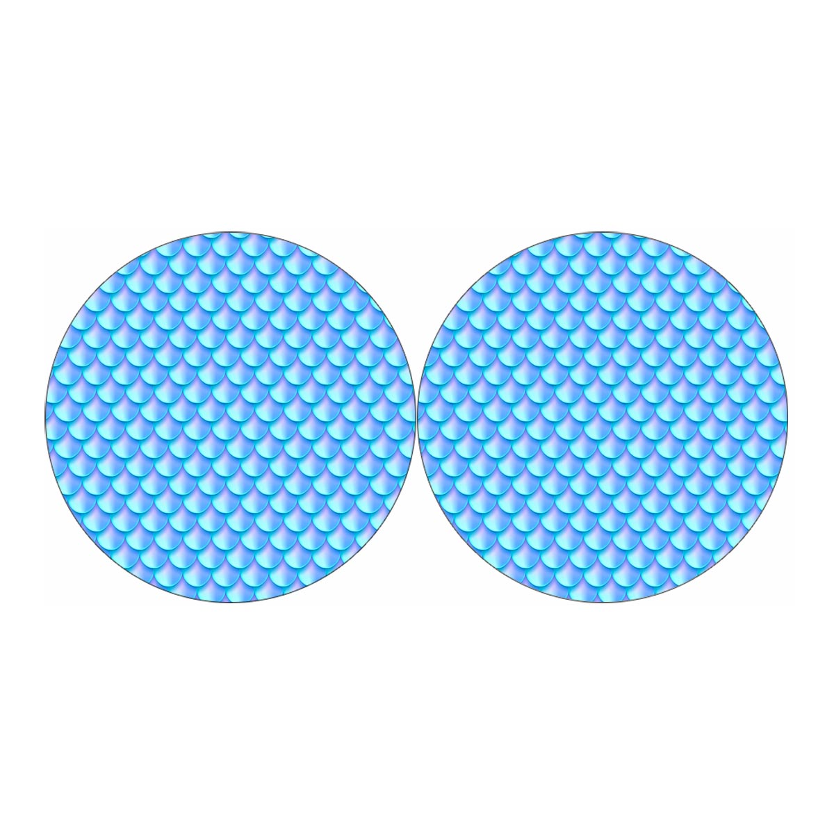 Blue Neon Mermaid Scales Pattern Print Car Coasters