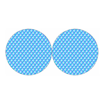 Blue Neon Mermaid Scales Pattern Print Car Coasters