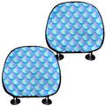 Blue Neon Mermaid Scales Pattern Print Car Headrest Covers