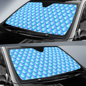 Blue Neon Mermaid Scales Pattern Print Car Sun Shade GearFrost