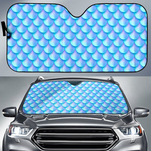 Blue Neon Mermaid Scales Pattern Print Car Sun Shade GearFrost
