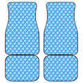 Blue Neon Mermaid Scales Pattern Print Front and Back Car Floor Mats