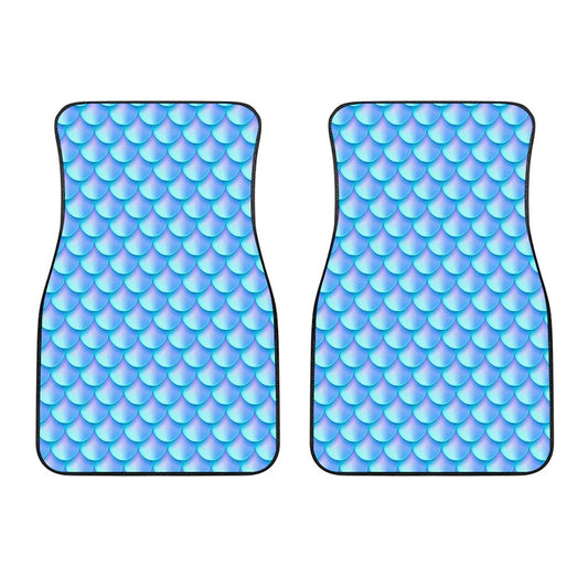 Blue Neon Mermaid Scales Pattern Print Front Car Floor Mats
