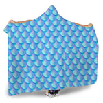 Blue Neon Mermaid Scales Pattern Print Hooded Blanket