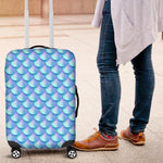 Blue Neon Mermaid Scales Pattern Print Luggage Cover GearFrost