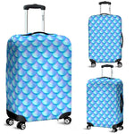 Blue Neon Mermaid Scales Pattern Print Luggage Cover GearFrost