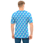 Blue Neon Mermaid Scales Pattern Print Men's T-Shirt