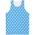 Blue Neon Mermaid Scales Pattern Print Men's Tank Top