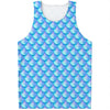 Blue Neon Mermaid Scales Pattern Print Men's Tank Top