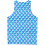 Blue Neon Mermaid Scales Pattern Print Men's Tank Top