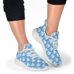 Blue Neon Mermaid Scales Pattern Print Mesh Knit Shoes GearFrost