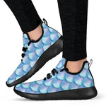 Blue Neon Mermaid Scales Pattern Print Mesh Knit Shoes GearFrost