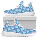 Blue Neon Mermaid Scales Pattern Print Mesh Knit Shoes GearFrost