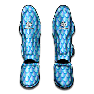 Blue Neon Mermaid Scales Pattern Print Muay Thai Shin Guard