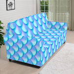 Blue Neon Mermaid Scales Pattern Print Sofa Cover