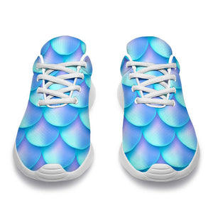 Blue Neon Mermaid Scales Pattern Print Sport Shoes GearFrost