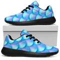 Blue Neon Mermaid Scales Pattern Print Walking Shoes