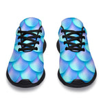 Blue Neon Mermaid Scales Pattern Print Sport Shoes GearFrost