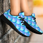 Blue Neon Mermaid Scales Pattern Print Sport Shoes GearFrost