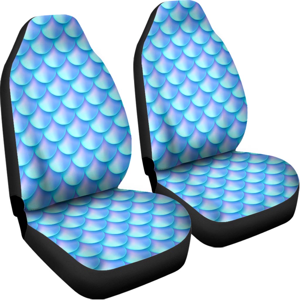 Blue Neon Mermaid Scales Pattern Print Universal Fit Car Seat Covers