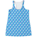 Blue Neon Mermaid Scales Pattern Print Women's Racerback Tank Top