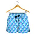 Blue Neon Mermaid Scales Pattern Print Women's Shorts