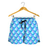 Blue Neon Mermaid Scales Pattern Print Women's Shorts