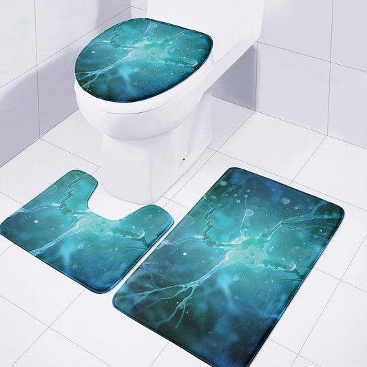 Blue Neurons In The Brain Print 3 Piece Bath Mat Set