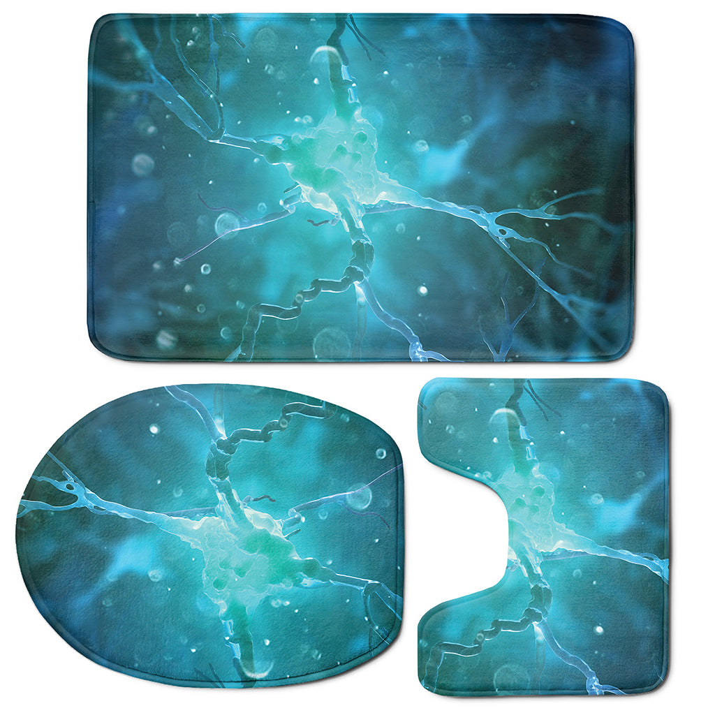 Blue Neurons In The Brain Print 3 Piece Bath Mat Set