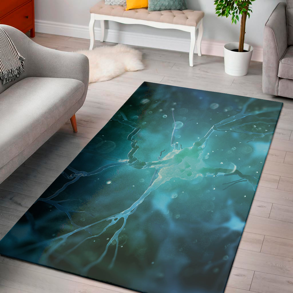 Blue Neurons In The Brain Print Area Rug