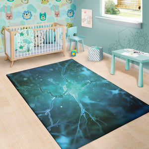 Blue Neurons In The Brain Print Area Rug