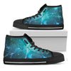 Blue Neurons In The Brain Print Black High Top Shoes