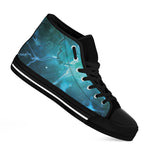 Blue Neurons In The Brain Print Black High Top Shoes