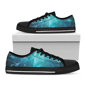 Blue Neurons In The Brain Print Black Low Top Shoes