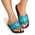 Blue Neurons In The Brain Print Black Slide Sandals