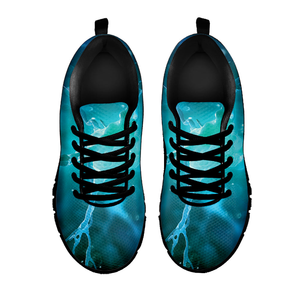 Blue Neurons In The Brain Print Black Sneakers