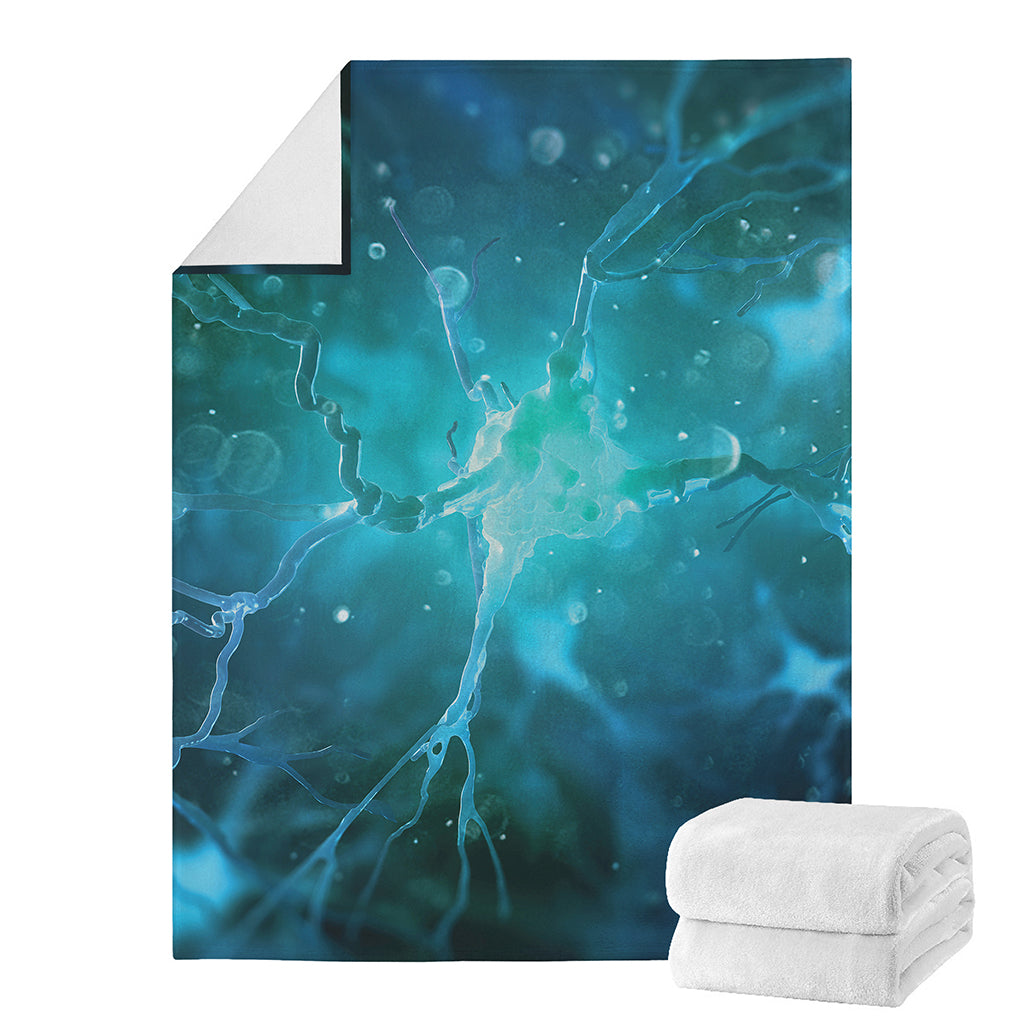 Blue Neurons In The Brain Print Blanket