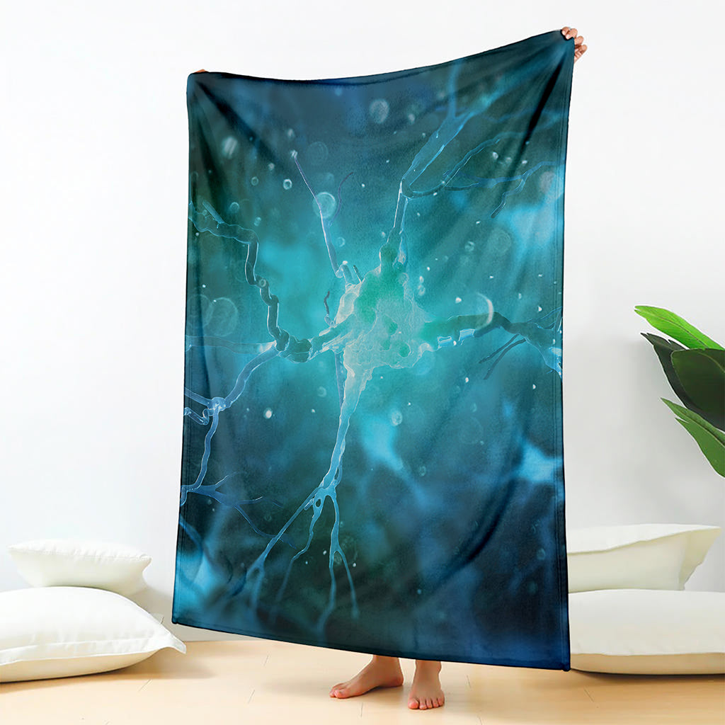 Blue Neurons In The Brain Print Blanket